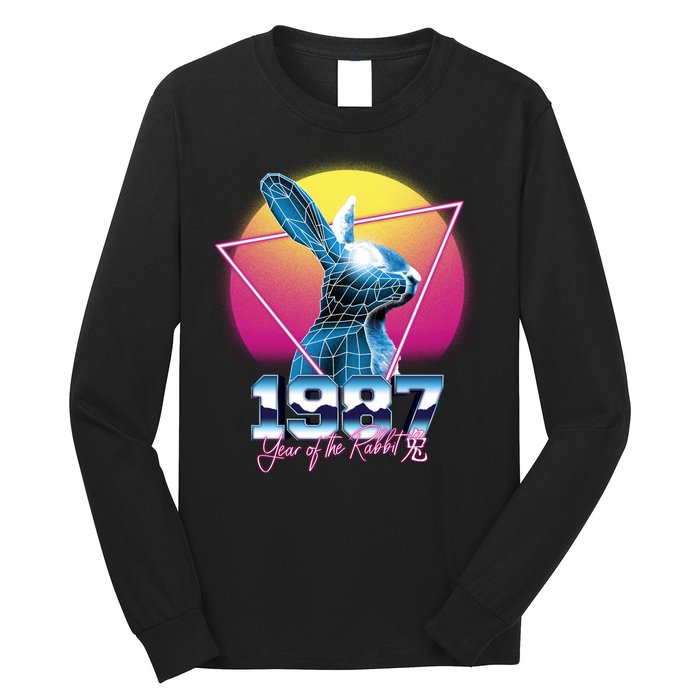 Year Of The Rabbit – Chinese Zodiac – Synthwave Style Long Sleeve Shirt