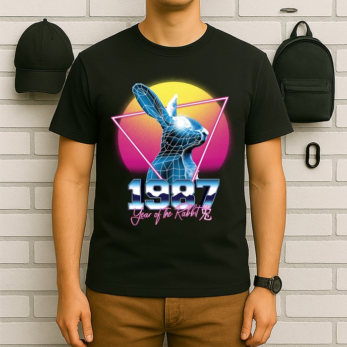 Year Of The Rabbit – Chinese Zodiac – Synthwave Style T-Shirt