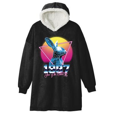 Year Of The Rabbit – Chinese Zodiac – Synthwave Style Hooded Wearable Blanket