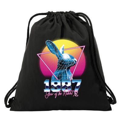 Year Of The Rabbit – Chinese Zodiac – Synthwave Style Drawstring Bag