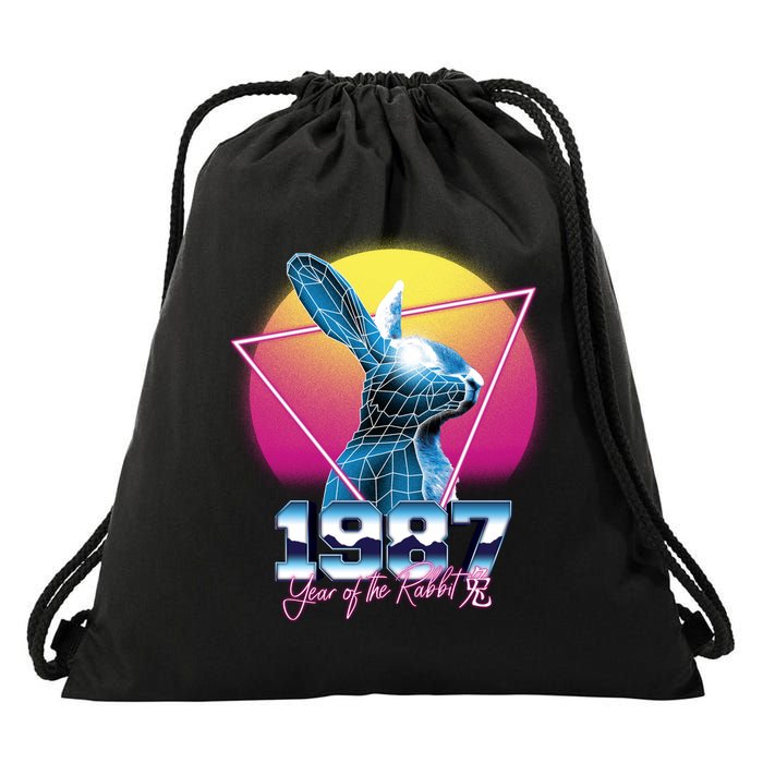 Year Of The Rabbit – Chinese Zodiac – Synthwave Style Drawstring Bag