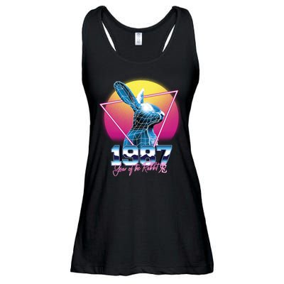 Year Of The Rabbit – Chinese Zodiac – Synthwave Style Ladies Essential Flowy Tank