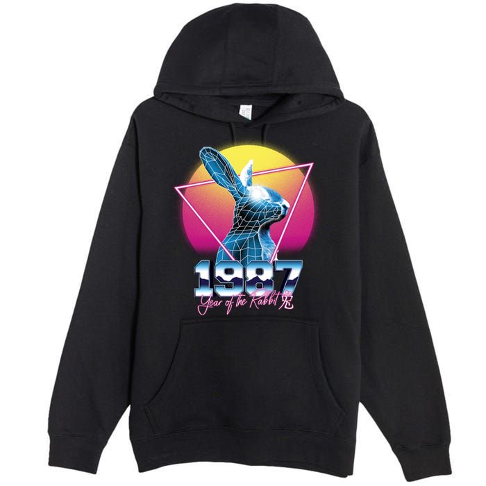 Year Of The Rabbit – Chinese Zodiac – Synthwave Style Premium Pullover Hoodie