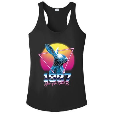 Year Of The Rabbit – Chinese Zodiac – Synthwave Style Ladies PosiCharge Competitor Racerback Tank