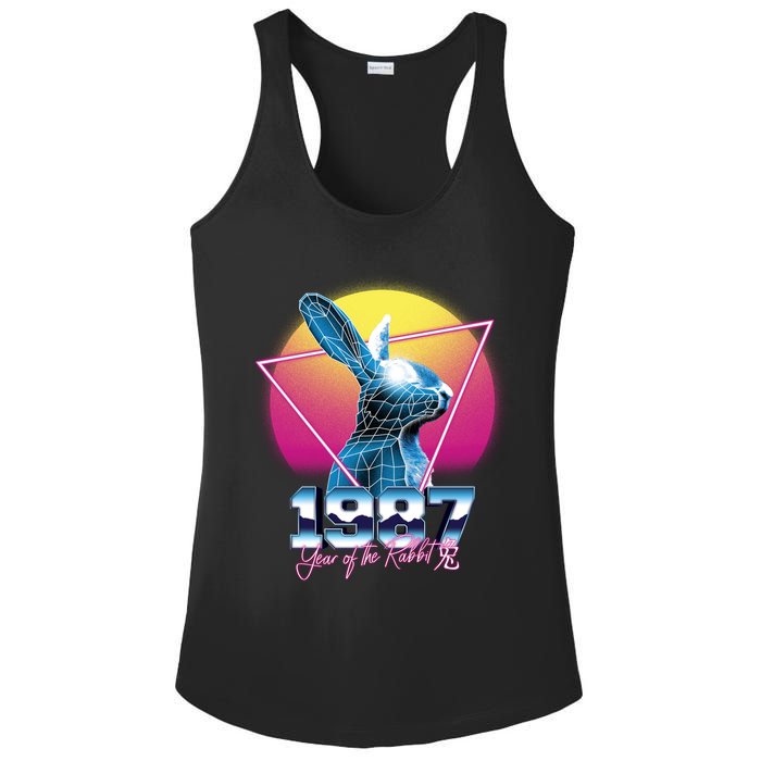 Year Of The Rabbit – Chinese Zodiac – Synthwave Style Ladies PosiCharge Competitor Racerback Tank