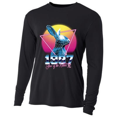 Year Of The Rabbit – Chinese Zodiac – Synthwave Style Cooling Performance Long Sleeve Crew