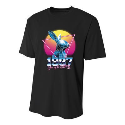 Year Of The Rabbit – Chinese Zodiac – Synthwave Style Youth Performance Sprint T-Shirt