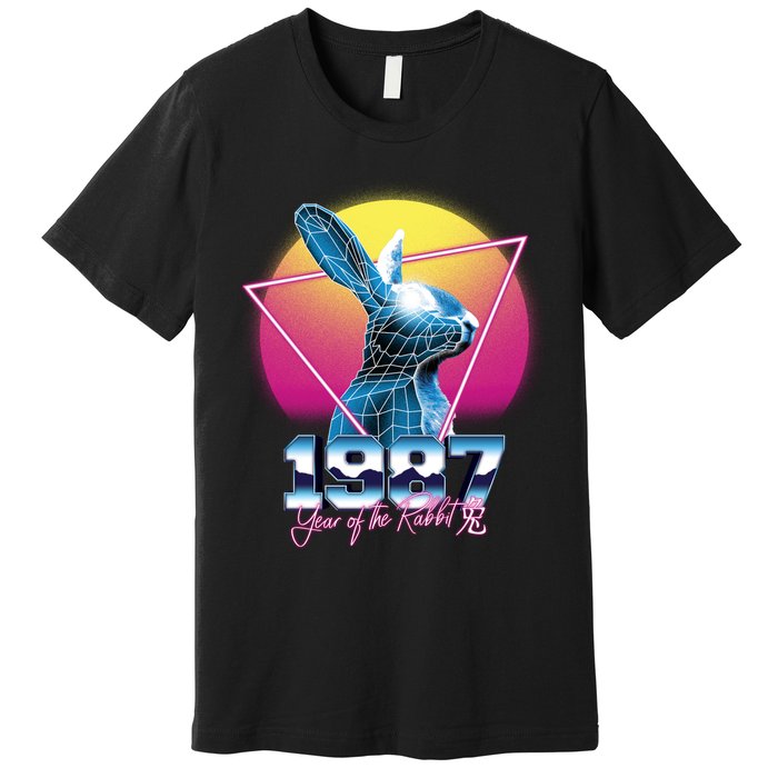 Year Of The Rabbit – Chinese Zodiac – Synthwave Style Premium T-Shirt