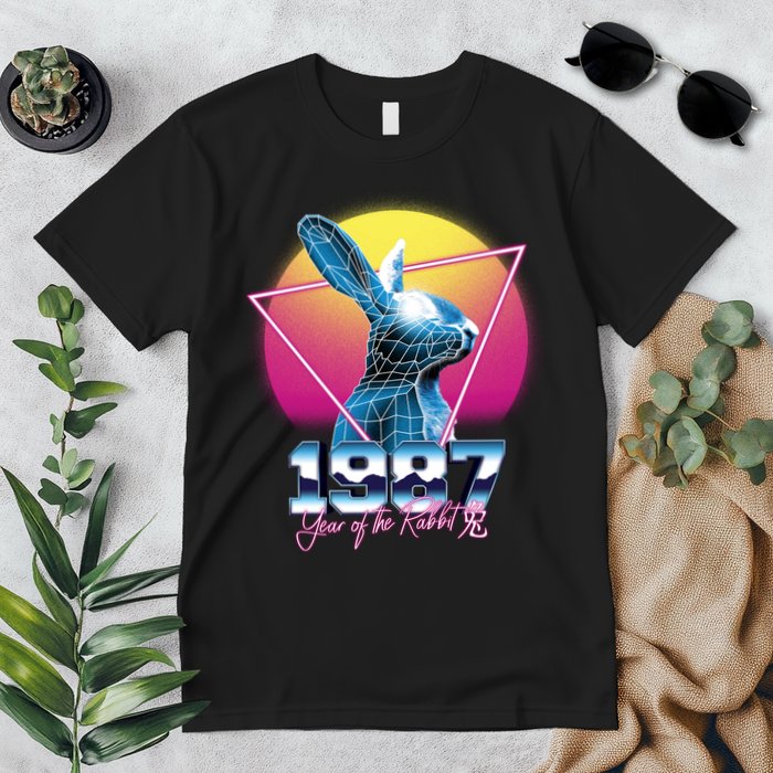 Year Of The Rabbit – Chinese Zodiac – Synthwave Style Premium T-Shirt