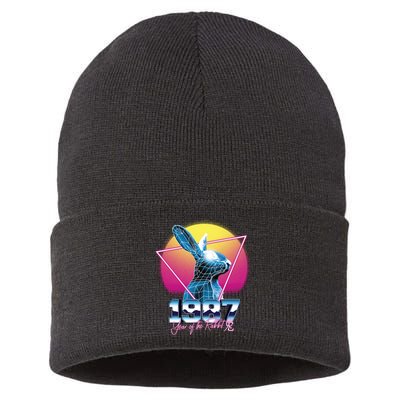 Year Of The Rabbit – Chinese Zodiac – Synthwave Style Sustainable Knit Beanie