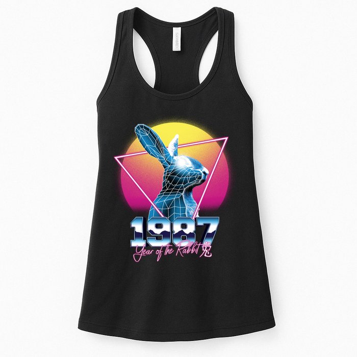Year Of The Rabbit – Chinese Zodiac – Synthwave Style Womens Tank Top