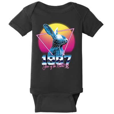 Year Of The Rabbit – Chinese Zodiac – Synthwave Style Baby Bodysuit