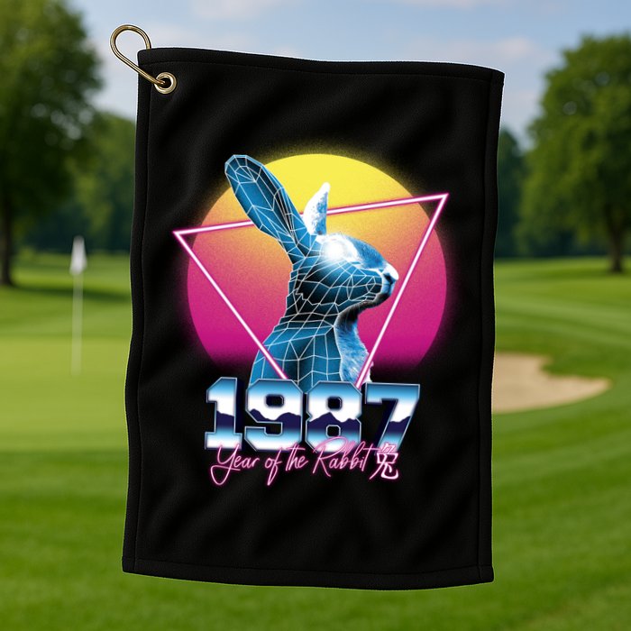 Year Of The Rabbit – Chinese Zodiac – Synthwave Style Golf Towel