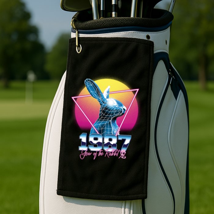 Year Of The Rabbit – Chinese Zodiac – Synthwave Style Golf Towel