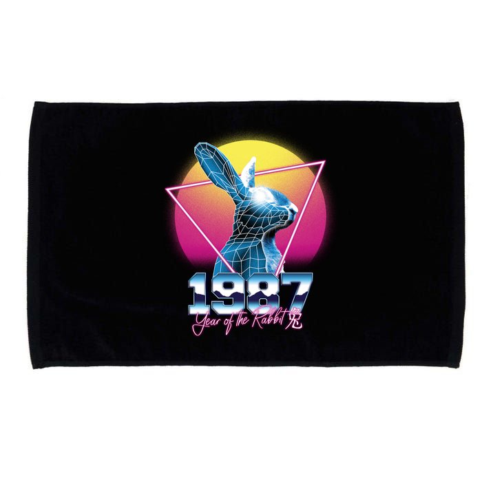 Year Of The Rabbit – Chinese Zodiac – Synthwave Style Microfiber Hand Towel