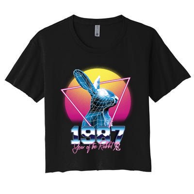 Year Of The Rabbit – Chinese Zodiac – Synthwave Style Crop Top