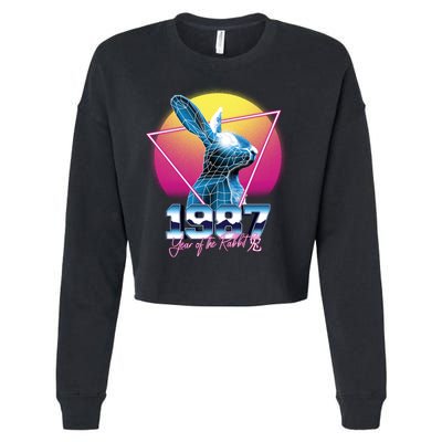 Year Of The Rabbit – Chinese Zodiac – Synthwave Style Cropped Pullover Crew