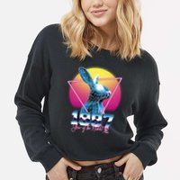 Year Of The Rabbit – Chinese Zodiac – Synthwave Style Cropped Pullover Crew