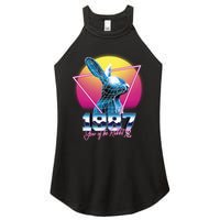 Year Of The Rabbit – Chinese Zodiac – Synthwave Style Women's Perfect Tri Rocker Tank