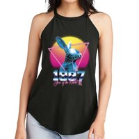 Year Of The Rabbit – Chinese Zodiac – Synthwave Style Women's Perfect Tri Rocker Tank