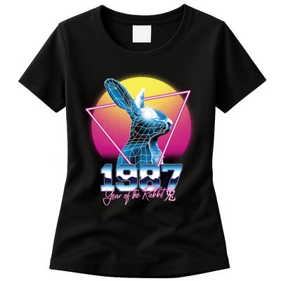 Year Of The Rabbit – Chinese Zodiac – Synthwave Style Womens T-Shirt