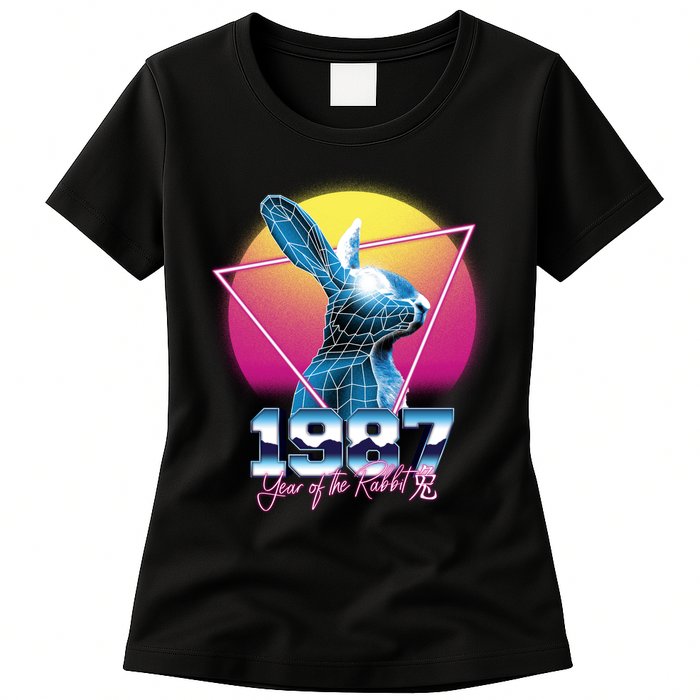 Year Of The Rabbit – Chinese Zodiac – Synthwave Style Womens T-Shirt
