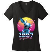 Year Of The Rabbit – Chinese Zodiac – Synthwave Style Women's V-Neck T-Shirt