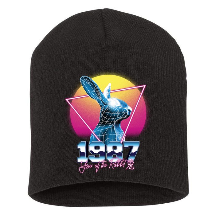 Year Of The Rabbit – Chinese Zodiac – Synthwave Style Short Acrylic Beanie