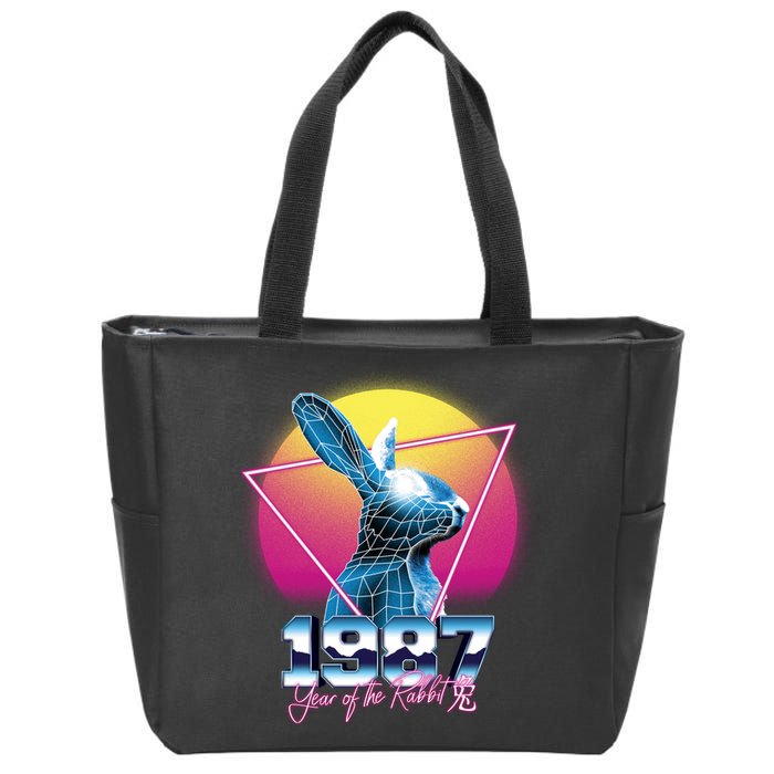 Year Of The Rabbit – Chinese Zodiac – Synthwave Style Zip Tote Bag