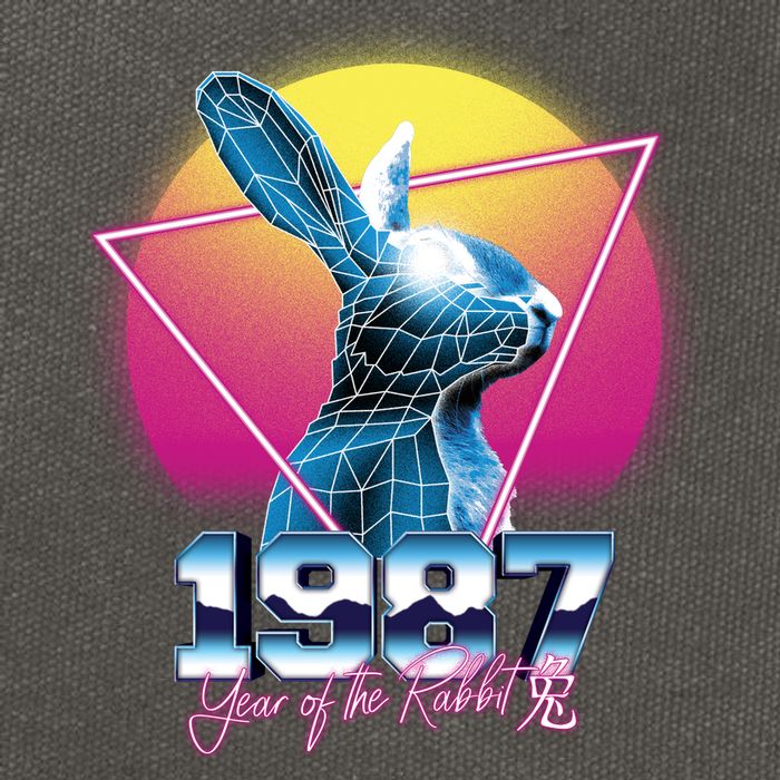 Year Of The Rabbit – Chinese Zodiac – Synthwave Style Cotton Canvas Backpack