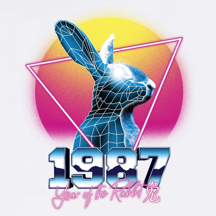 Year Of The Rabbit – Chinese Zodiac – Synthwave Style Garment-Dyed Sweatshirt
