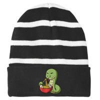 Year Of The Snake Chinese New Year Japanese Ramen Striped Beanie with Solid Band