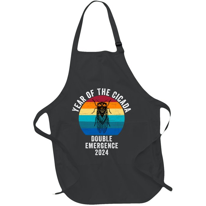 Year Of The Cicada Double Emergence 2024 Cicada Lover Return Of The Cicadas Full-Length Apron With Pockets