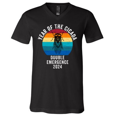 Year Of The Cicada Double Emergence 2024 Cicada Lover Return Of The Cicadas V-Neck T-Shirt