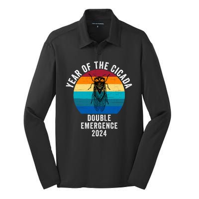 Year Of The Cicada Double Emergence 2024 Cicada Lover Return Of The Cicadas Silk Touch Performance Long Sleeve Polo