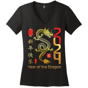 Year Of The Dragon 2024 Lunar New Year Chinese New Year 2024 Women's V-Neck T-Shirt