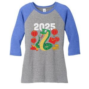 Year Of The Snake 2025 Lunar New Year Chinese Women's Tri-Blend 3/4-Sleeve Raglan Shirt