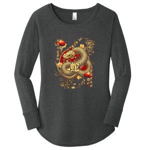 Year Of The Snake 2025 Chinese New Year Women's Perfect Tri Tunic Long Sleeve Shirt