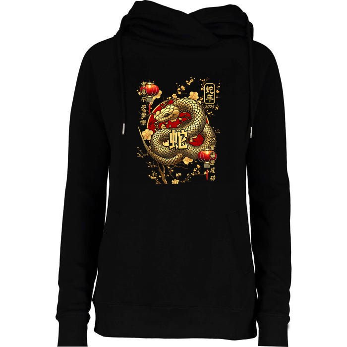 Year Of The Snake 2025 Chinese New Year Womens Funnel Neck Pullover Hood