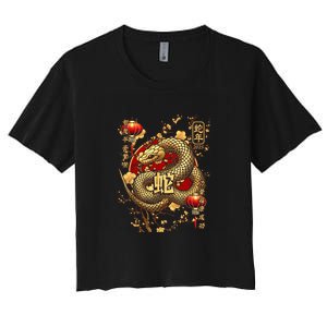 Year Of The Snake 2025 Chinese New Year Women's Crop Top Tee