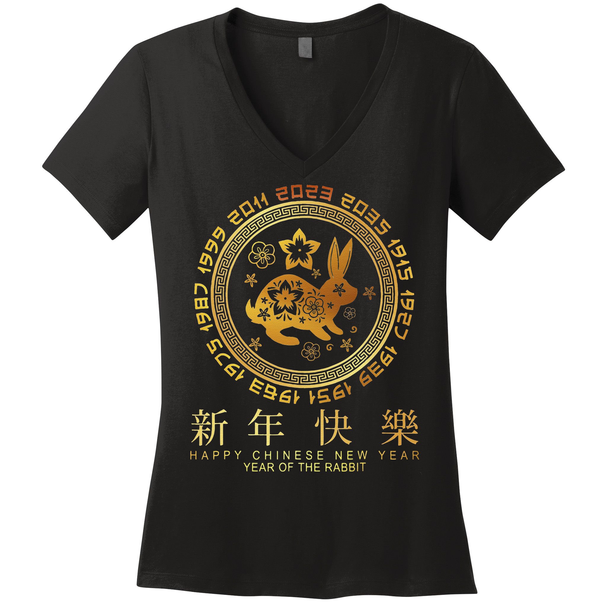 Year Of The Rabbit Chinese Zodiac Chinese New Year Women's V-Neck T-Shirt