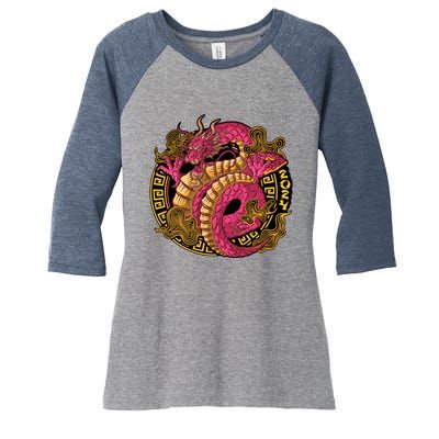 Year Of The Dragon Happy Chinese New Year 2024 Women's Tri-Blend 3/4-Sleeve Raglan Shirt