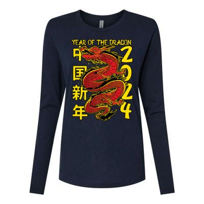 Year Of The Dragon Happy Chinese New Year 2024 Womens Cotton Relaxed Long Sleeve T-Shirt