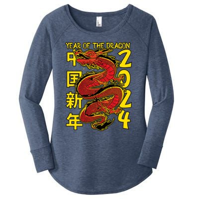 Year Of The Dragon Happy Chinese New Year 2024 Women's Perfect Tri Tunic Long Sleeve Shirt