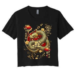 Year Of The Snake 2025 Chinese New Year Women's Crop Top Tee