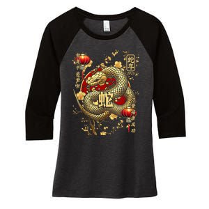 Year Of The Snake 2025 Chinese New Year Women's Tri-Blend 3/4-Sleeve Raglan Shirt