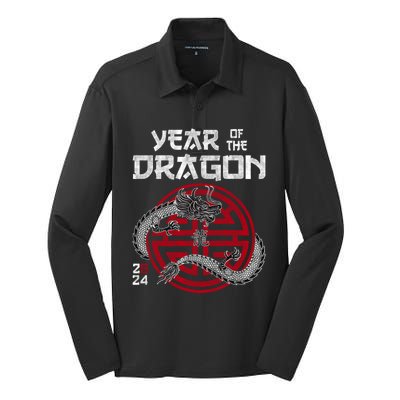 Year Of The Dragon 2024 Zodiac Chinese New Year 2024 Funny Gift Silk Touch Performance Long Sleeve Polo