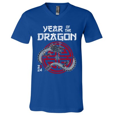 Year Of The Dragon 2024 Zodiac Chinese New Year 2024 Funny Gift V-Neck T-Shirt