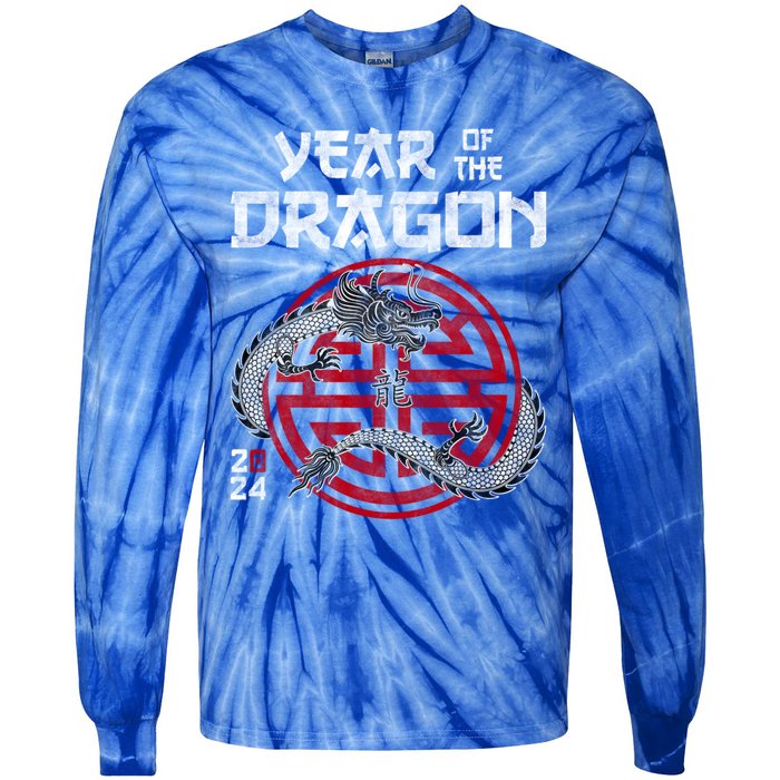 Year Of The Dragon 2024 Zodiac Chinese New Year 2024 Funny Gift Tie-Dye Long Sleeve Shirt