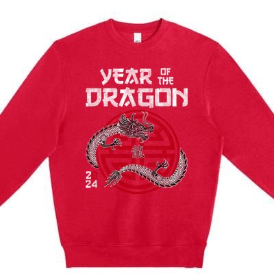 Year Of The Dragon 2024 Zodiac Chinese New Year 2024 Funny Gift Premium Crewneck Sweatshirt